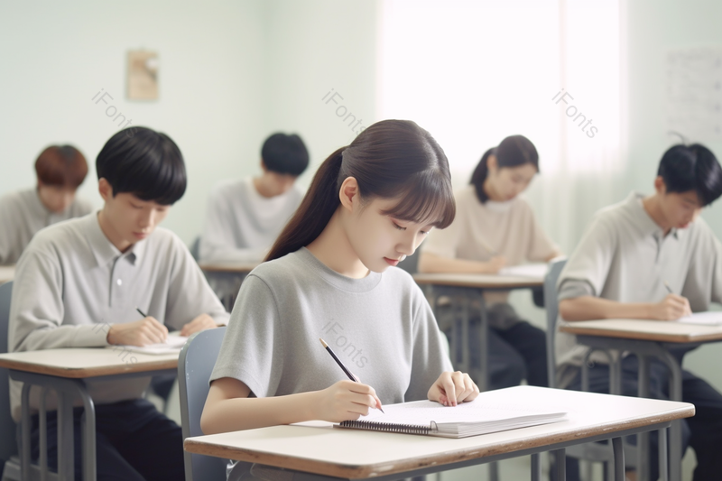 高中学生正在教室里做作业的场景实拍图,高清,摄影图,摄影图片,图片大全,摄影图免费下载